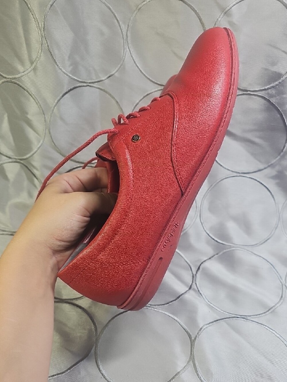 Easy Spirit Lipstick Red Leather Lace-Up Comfort Shoe R1 - Picture 7 of 8